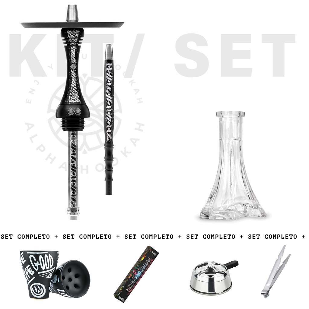 Shisha-Set - Alpha Hookah X Artist (Schwarz Matte) + Oblako HLGN